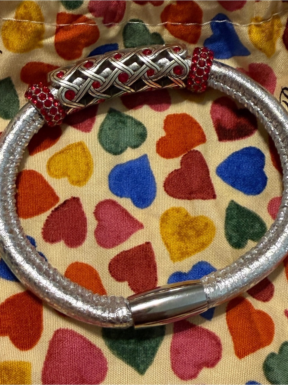 Brighton Silver-Tone Bracelet with Red Accents